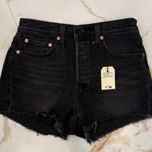 Levi's Black 501 High-Rise Distressed Denim Shorts